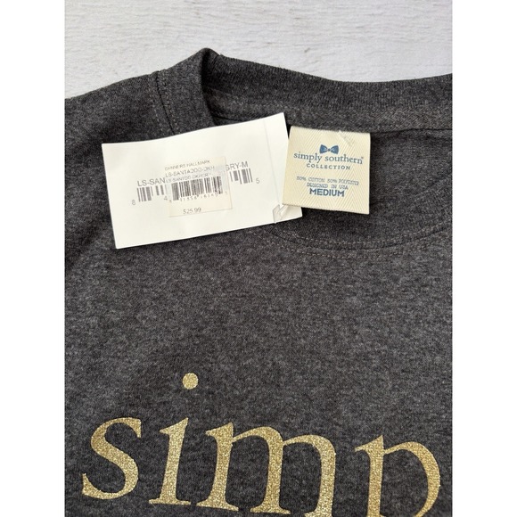 Simply Southern Women's Long Sleeve Christmas Santa Dog Medium, New - Picture 2 of 3